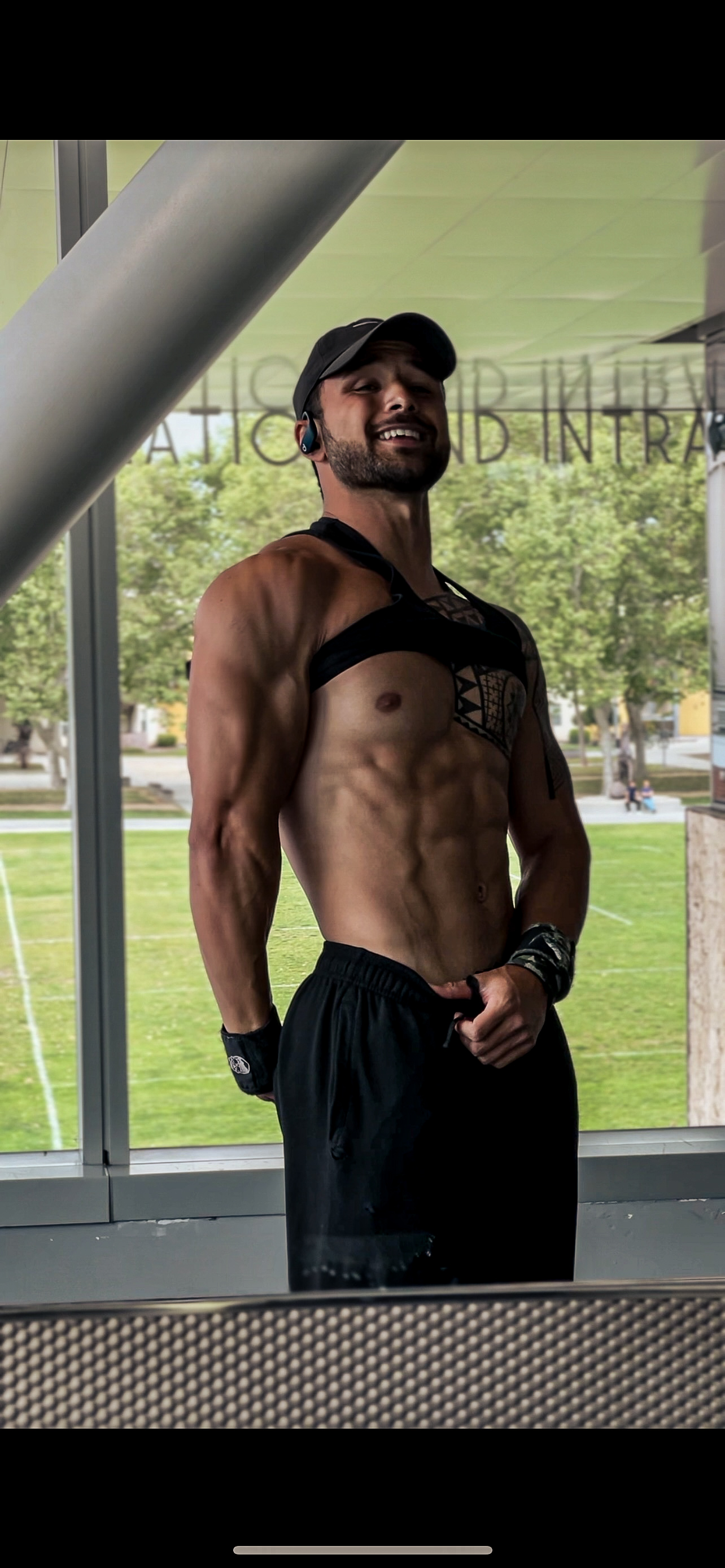 Sam showing physique